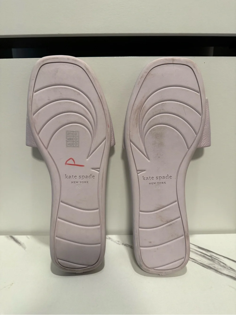 kate spade Lavender Logo Slide Sandals